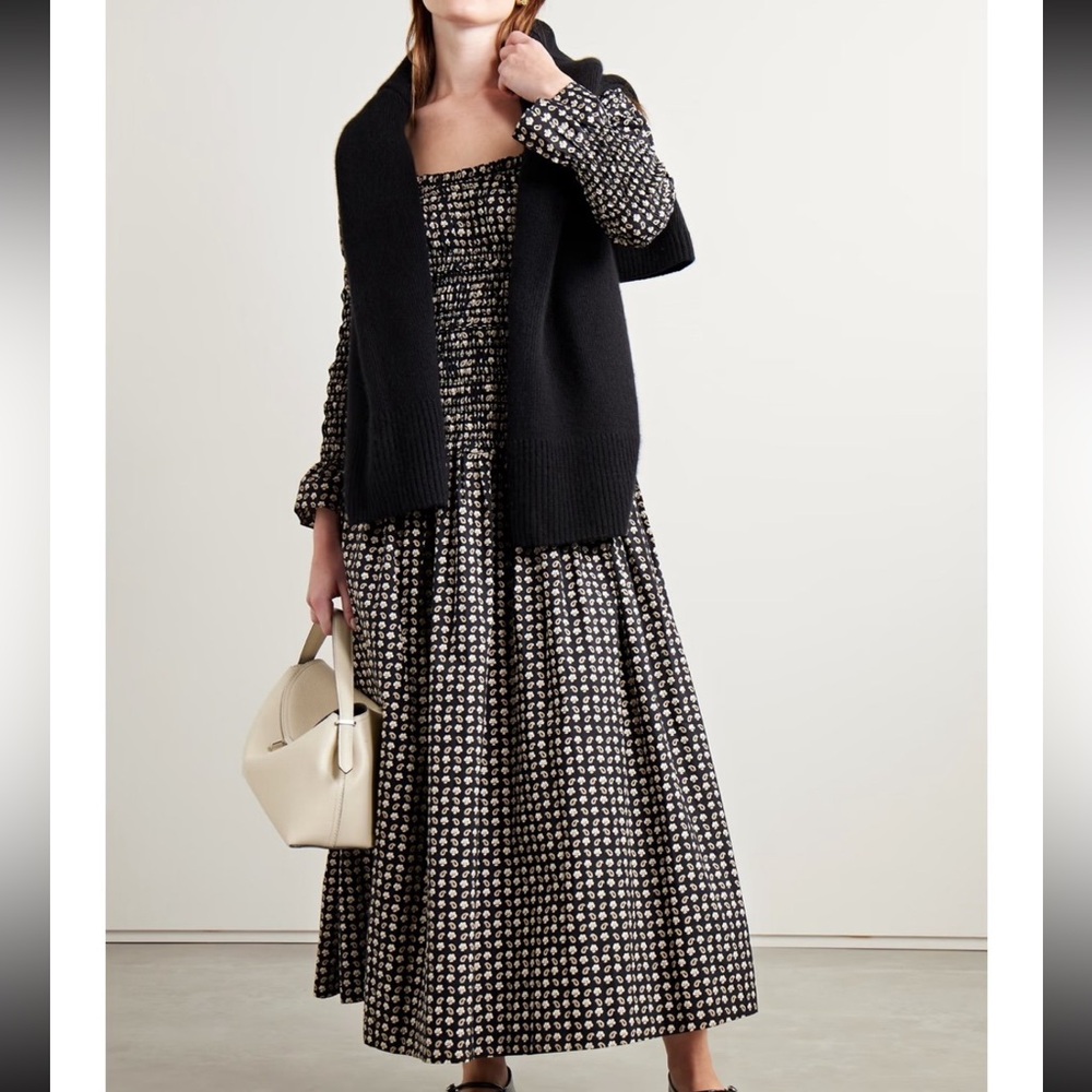 Doen Monochrome Floral Long Sleeve Dress